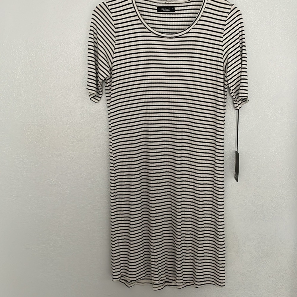 NWT |‎ Michael Lauren Revolve T Shirt Dress Striped Ribbed Short Sleeve Med